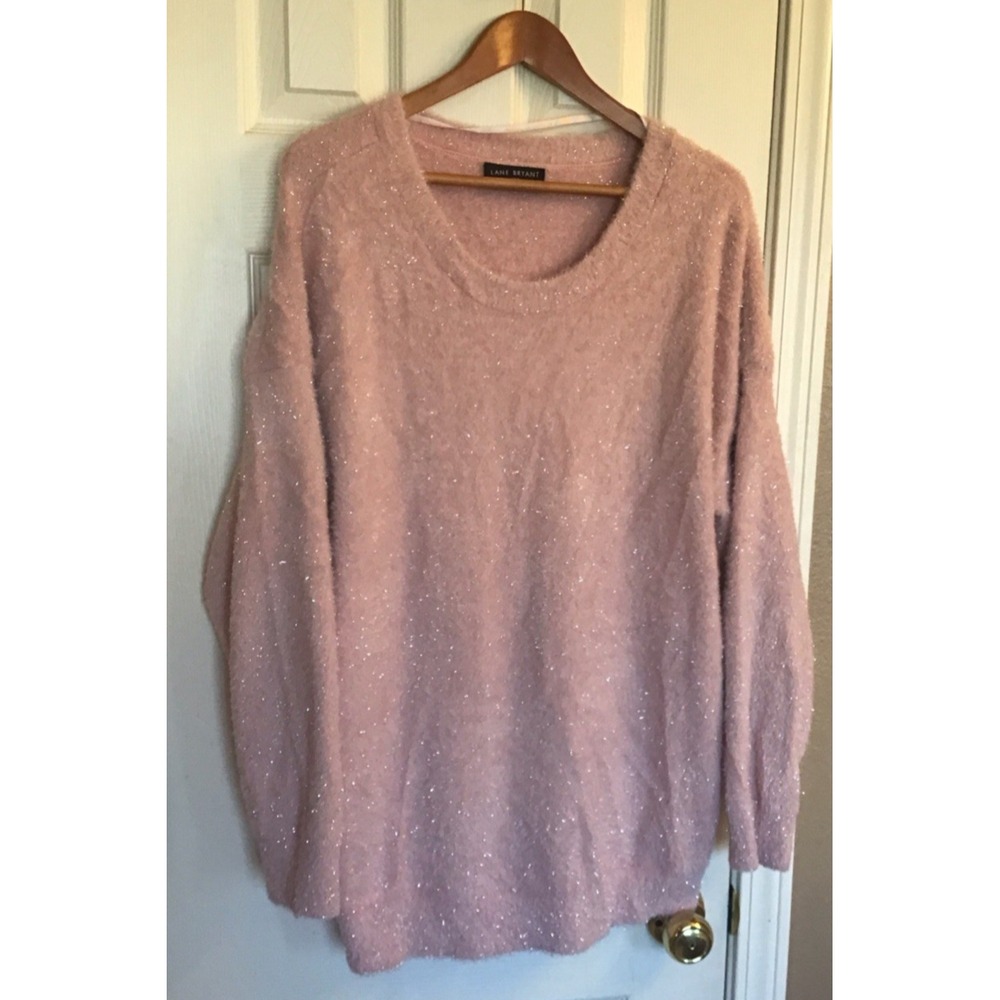 Lane Bryant Women's Super Soft Pink Metallic Crewneck Oversized Sweater Size XL